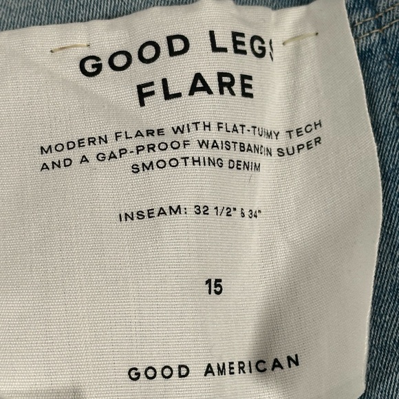 Good American Good Legs Flare Ripped High Waist Deep V Jeans Size: 15 New 33 - Picture 8 of 12